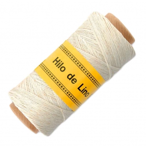 Fil de lin ciré pour bijoux micro macramé 0.7 mm couleur Blanc/Crème n°1 x 100 g