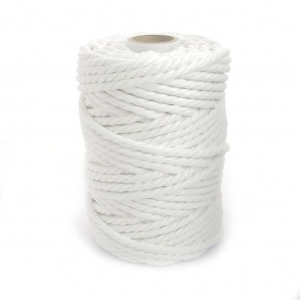Bobine de cordon en coton pour macramé 5 mm - Blanc x 50m