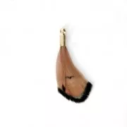 Plume de faisan rayée avec embout doré pour bijoux fantaisie Marron/Noir 25 mm x1