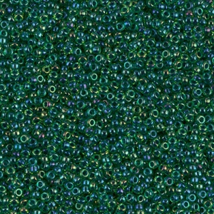 Rocaille Miyuki 15/0 332 - Green AB Dark Blue Lined x8g