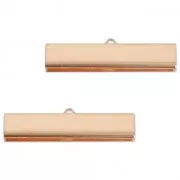 Embouts à serrer lisses 40 mm pour la création de bijoux fantaisie doré rose x2