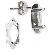 Clous d'oreilles sertis pour Navette 4228 15x7 mm Argent 925 x2|raw }}