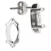 Clous d'oreilles sertis pour Navette 4228 15x7 mm Argent 925 x2