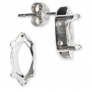 Clous d'oreilles sertis pour Navette 4228 15x7 mm Argent 925 x2