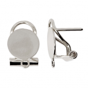 Clous d'oreilles 10mm avec anneau - clips de sécurité Omega - Placage argent finx2
