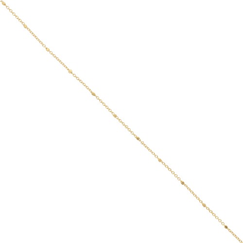 Chaîne maille Forçat alternée avec de perles facettées 1.35 mm Doré à l'or fin x1m