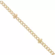 Chaîne maille gourmette avec des perles rondes 2.00 mm - Doré à l'or fin x1m