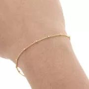 Chaîne maille gourmette avec des perles rondes 2.00 mm - Doré à l'or fin x1m