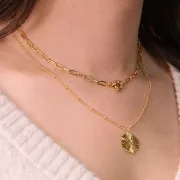 Chaîne maille gourmette avec des perles rondes 2.00 mm - Doré à l'or fin x1m