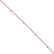 Chaîne maille gourmette alternée (1x1) avec perles rondes 2.00 mm Doré à l'or fin rose x1m