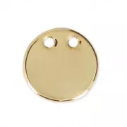 Pendentif double trous rond martelé 10 mm - doré x1