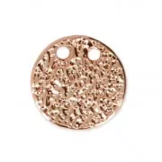 Pendentif double trous rond martelé 10 mm - doré rose x1
