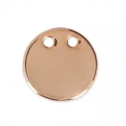Pendentif double trous rond martelé 10 mm - doré rose x1
