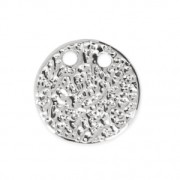 Pendentif double trous rond martelé 10 mm - rhodié x1|raw }}