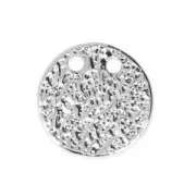 Pendentif double trous rond martelé 10 mm - rhodié x1