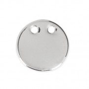 Pendentif double trous rond martelé 10 mm - rhodié x1