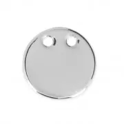 Pendentif double trous rond martelé 10 mm - rhodié x1