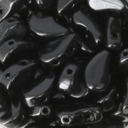 Perles en verre tchèque deux trous Paisley Duo 9x5.5 mm Jet x10g|raw }}