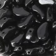 Perles en verre tchèque deux trous Paisley Duo 9x5.5 mm Jet x10g