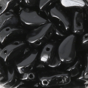 Perles en verre tchèque deux trous Paisley Duo 9x5.5 mm Jet x10g