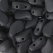 Perles en verre tchèque deux trous Paisley Duo 9x5.5 mm Jet Mat x10g