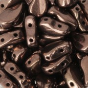 Perles en verre tchèque deux trous Paisley Duo 9x5.5 mm Dark Bronze x10g