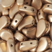 Perles en verre tchèque deux trous Paisley Duo 9x5.5 mm Gold Mat x10g