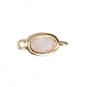 Intercalaire ovale - imitation gemme Quartz Rose 12.6x5.8 mm - Doré à l'or fin x1