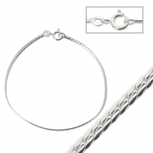 Bracelet maille gourmette bombée frappée 1.90 mm en Argent 925 x18cm