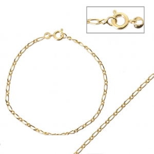 Bracelet maille figaro alternée (1x1) 2.10 mm - Plaqué Or 3 microns x18cm