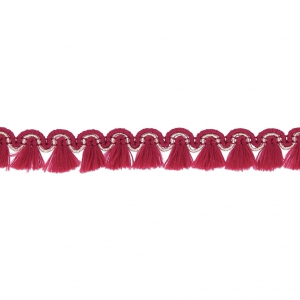 Galon de petits pompons et pampilles à frange 13 mm Rouge/doré x1m