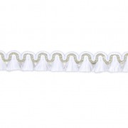 Galon de petits pompons et pampilles à frange 13 mm Blanc/doré x1m|raw }}