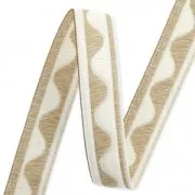 Galon jacquard motif vague 16 mm Ecru/Beige x1m