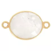 Intercalaire 2 anneaux pierre facettée 11x13mm Argent 925 Plaqué Or/Pierre de Lune