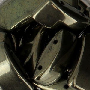 Perles en verre tchèque Carrier Bead 2 trous 9x17 mm Jet Green Luster x10