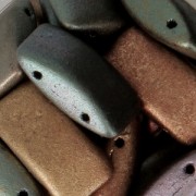 Perles en verre tchèque Carrier Bead 2 trous 9x17 mm Gold Iris Mat x10|raw }}