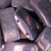 Perles en verre tchèque Carrier Bead 2 trous 9x17 mm Opaque Luster Amethyst x10|raw }}