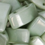 Perles en verre tchèque Carrier Bead 2 trous 9x17 mm Opaque Light Green Ceramic Look x10|raw }}