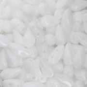Perles en verre DropDuo® 2 trous 3x6 mm Opaque White x50|raw }}