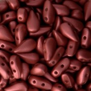 Perles en verre DropDuo® 2 trous 3x6 mm Red Metallic Mat x50