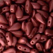 Perles en verre DropDuo® 2 trous 3x6 mm Red Metallic Mat x50