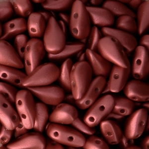 Perles en verre DropDuo® 2 trous 3x6 mm Red Metallic Mat x50