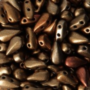 Perles en verre DropDuo® 2 trous 3x6 mm Gold Rainbow x50|raw }}