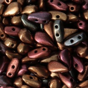 Perles en verre DropDuo® 2 trous 3x6 mm Metallic Iris Satin x50