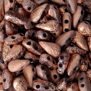 Perles en verre DropDuo® 2 trous 3x6 mm Etched Crystal Capri Gold Full x50