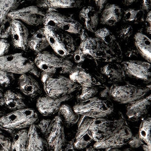 Perles en verre DropDuo® 2 trous 3x6 mm Jet Antique Chrome x50