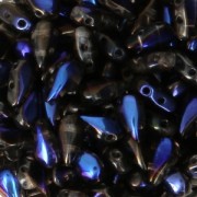 Perles en verre DropDuo® 2 trous 3x6 mm Crystal Azuro x50|raw }}