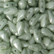 Perles en verre DropDuo® 2 trous 3x6 mm - Opaque Light Green Ceramic Look x50|raw }}