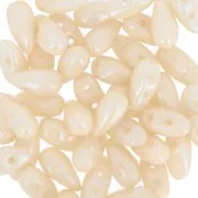 Perles en verre DropDuo® 2 trous 3x6 mm - Opaque Beige Ceramic Look x50