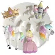 Mini moule silicone pour pâte polymère et pâte de métal Licorne Princesse